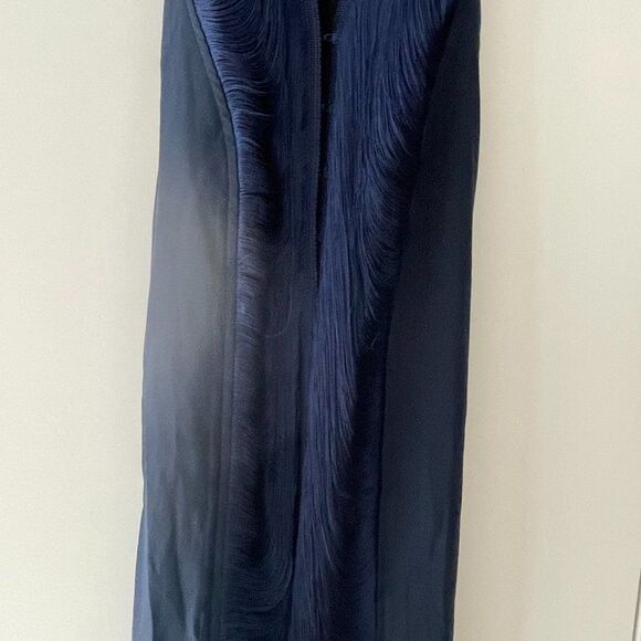 Cult Gaia Renata Silk Fringe Halter Gown Ink Navy Size Large - Picture 8 of 15